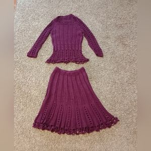 #1 Handmade Crochet 2 pc set Sweater&Skirt. Sweater PTP:17 L-22Skirt:W-13 L24,5